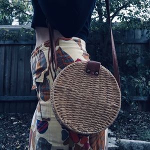 Vintage wicker rattan crossbody purse